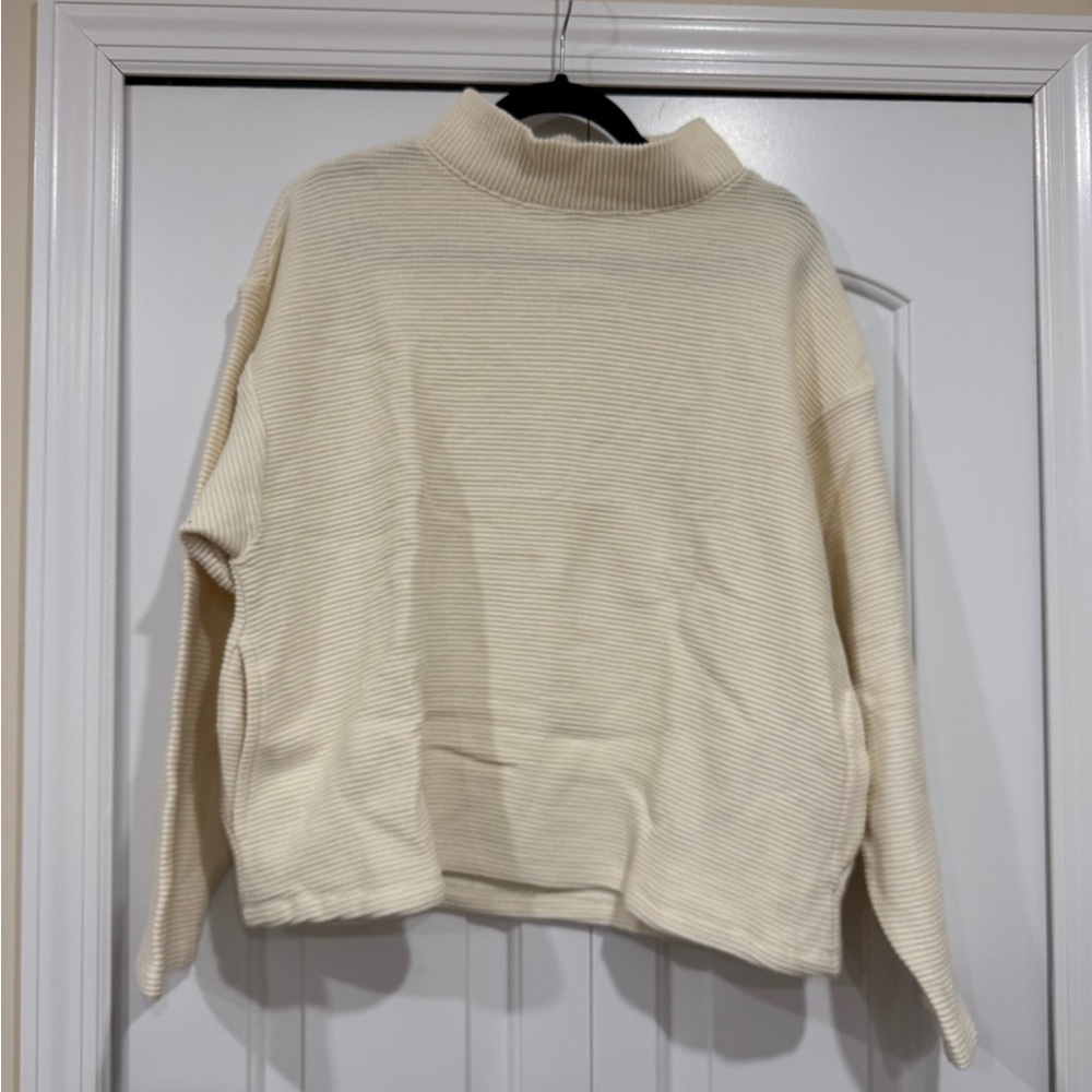 Cream Ribbed Women's Sweater